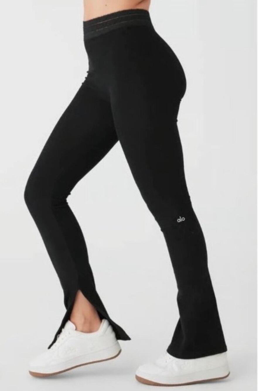 Alo Seamless Luxe Terry Cloth Pants High Waist Cuddle Leggings Black Medium